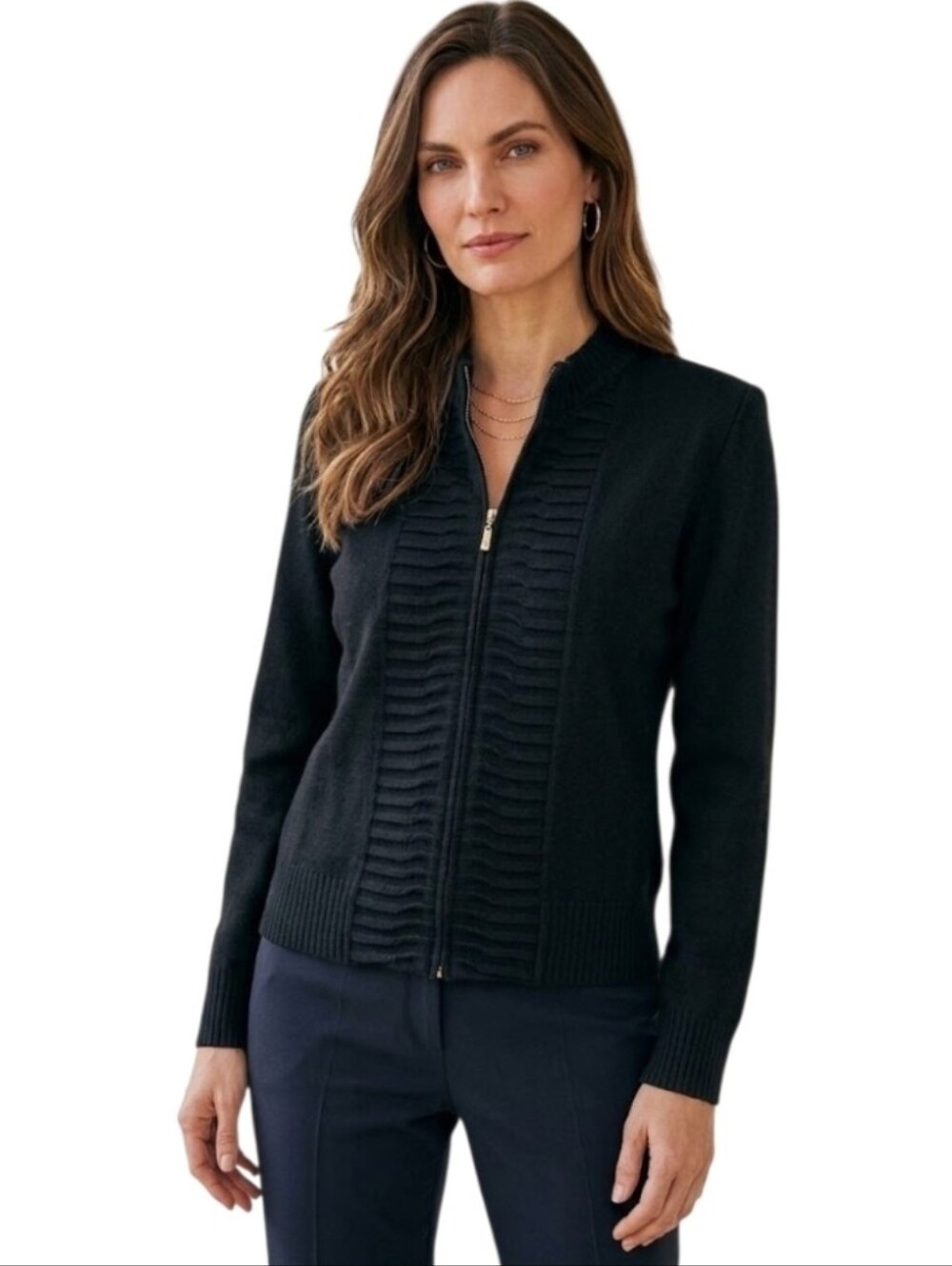 St John Black Vintage Front Zip Cardigan Sweater Dinner Jacket